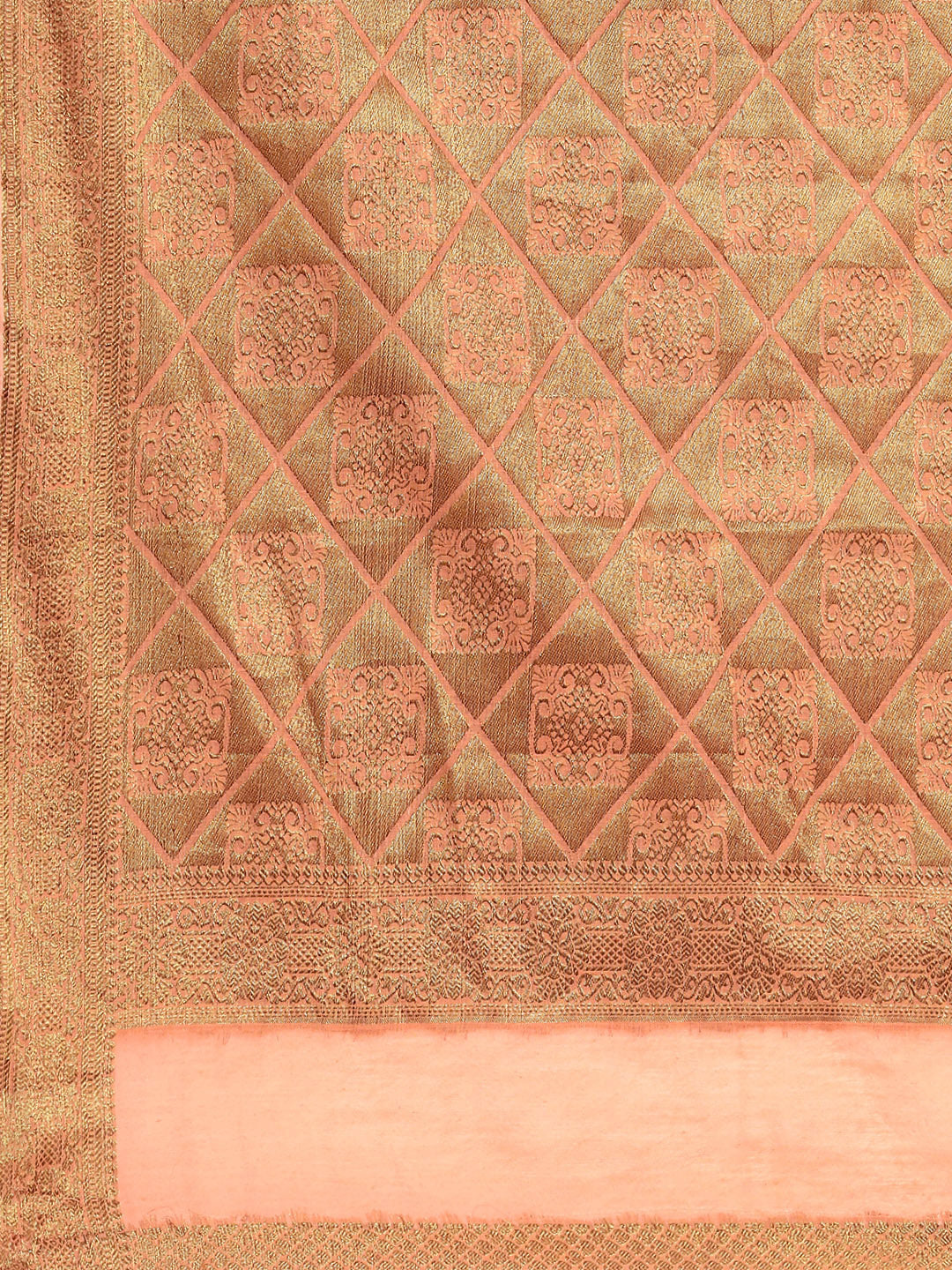 Pastel Green Banarasi Striped Oxidised Gold Zari Woven Chanderi Saree