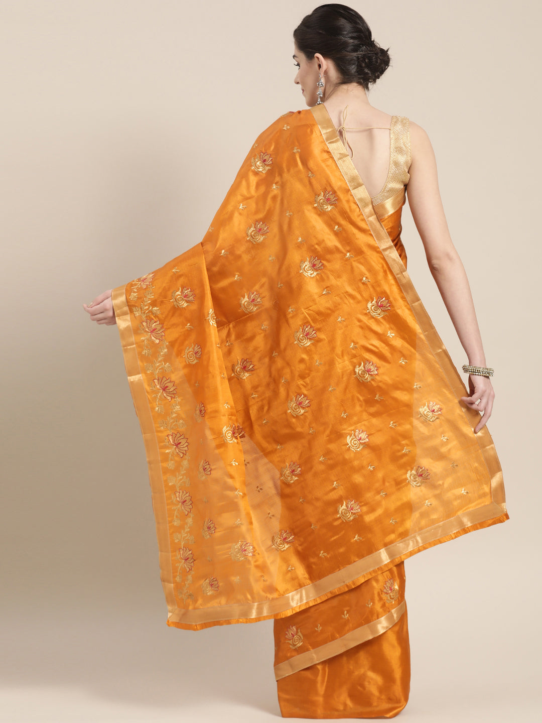 Tussar Silk Saree with Floral Zari Motifs