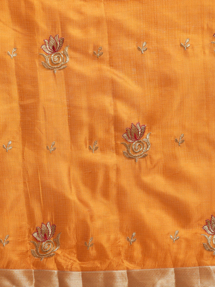 Tussar Silk Saree with Floral Zari Motifs