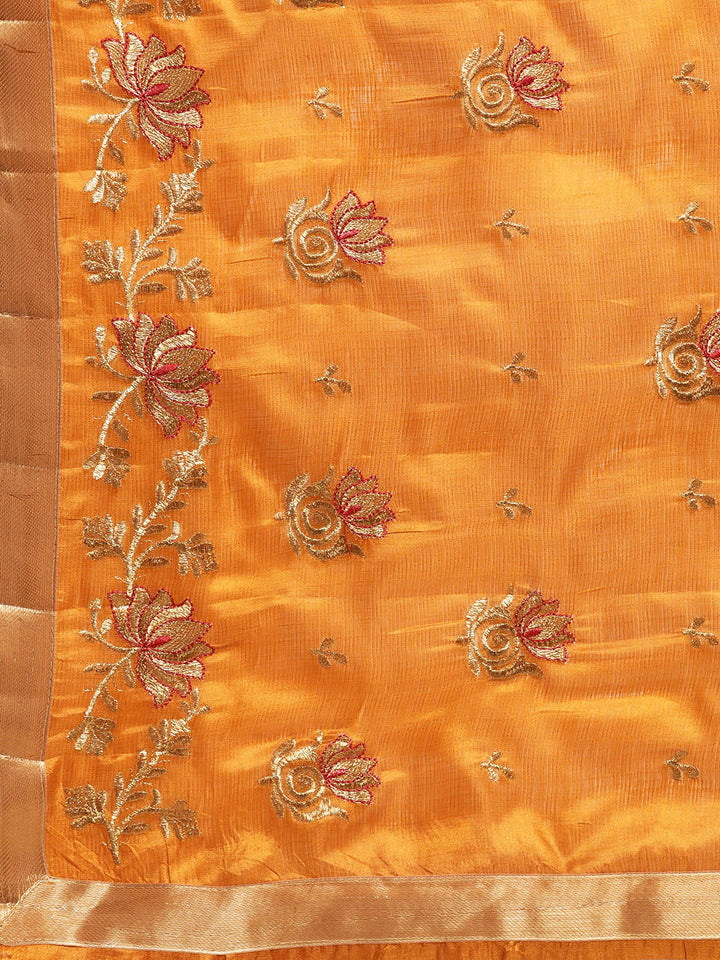 Tussar Silk Saree with Floral Zari Motifs