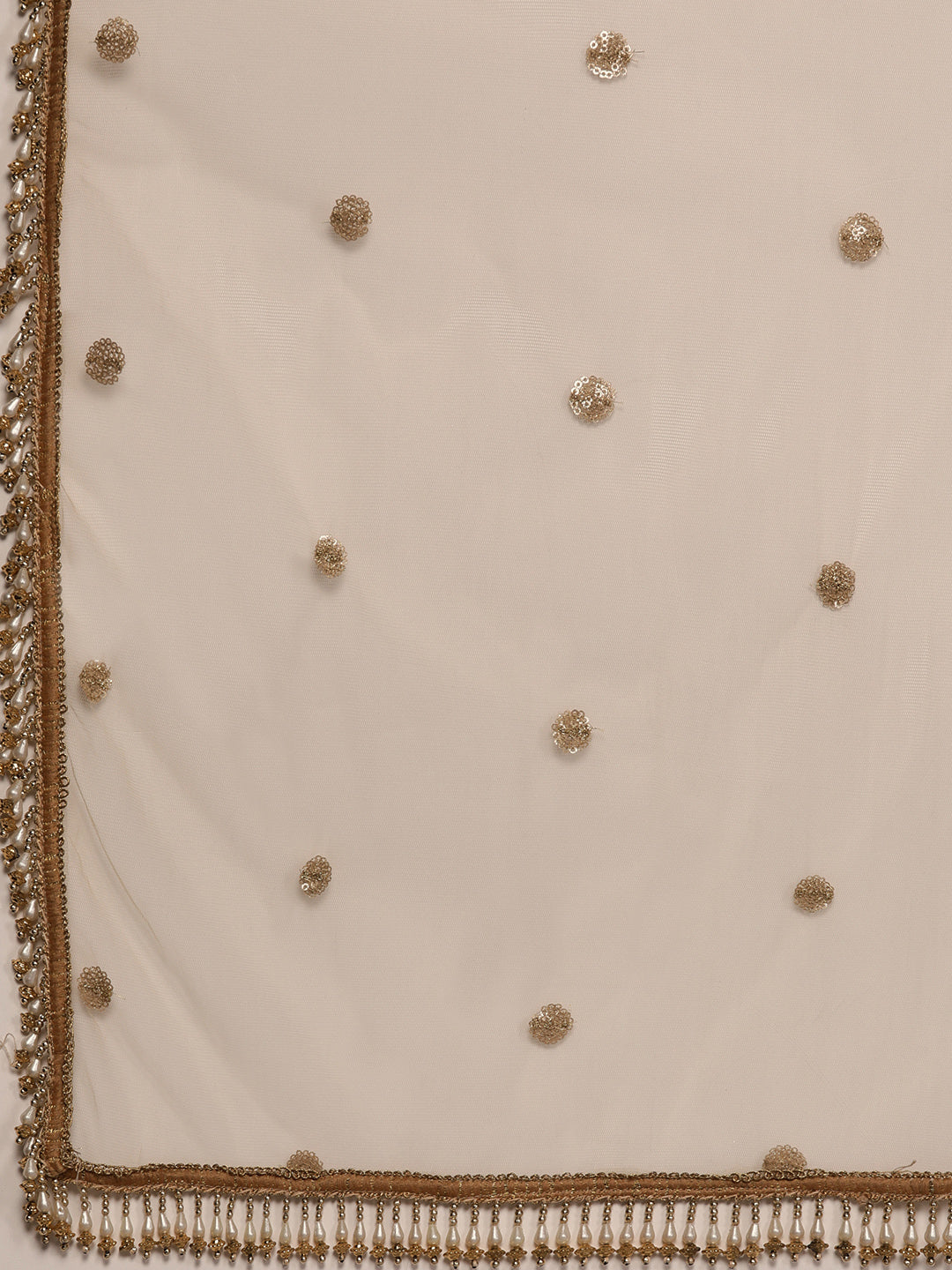 Layered Gown with Tassels and Gold Embellished Dupatta
