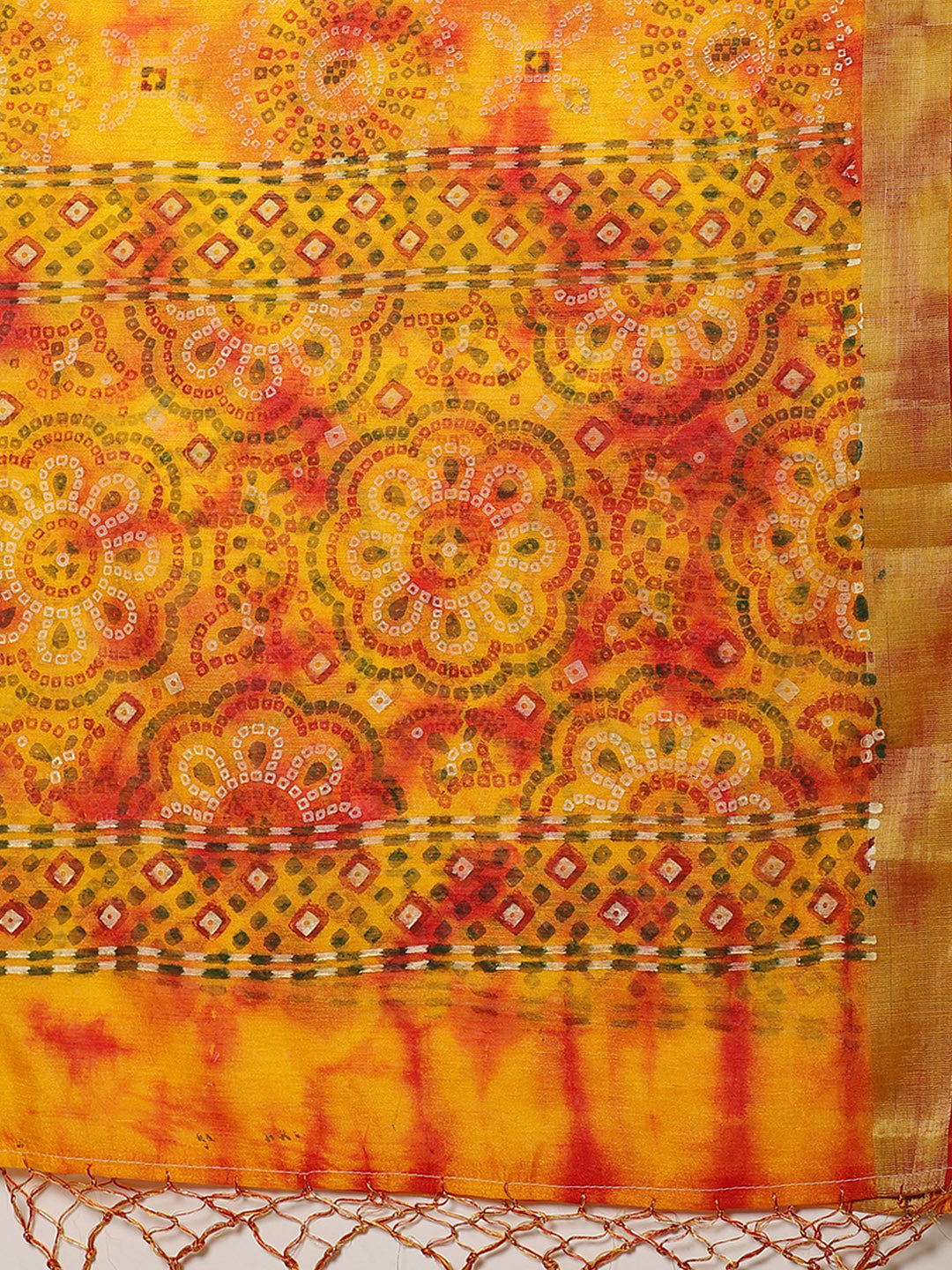 Chanderi Bandhej Print Saree with Zari Border