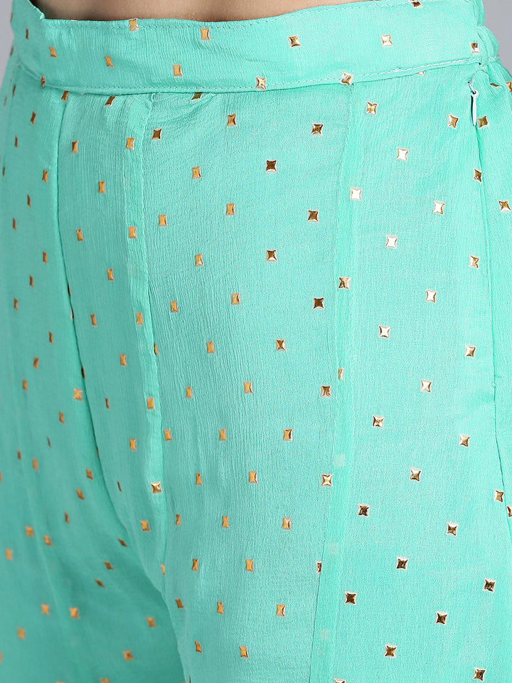 Pallazo Kurta Set with Resham Sequin Embroidered Dupatta
