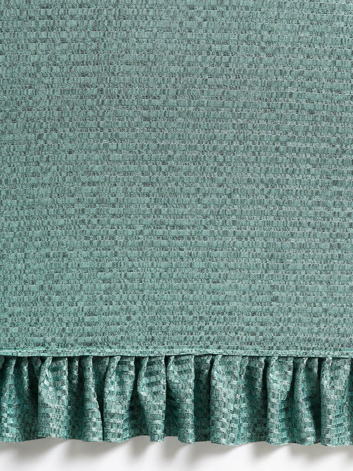 Draped Ruffled Lycra Pre-stitched Saree with Velvet Sequin Embellished Crop Top Blouse