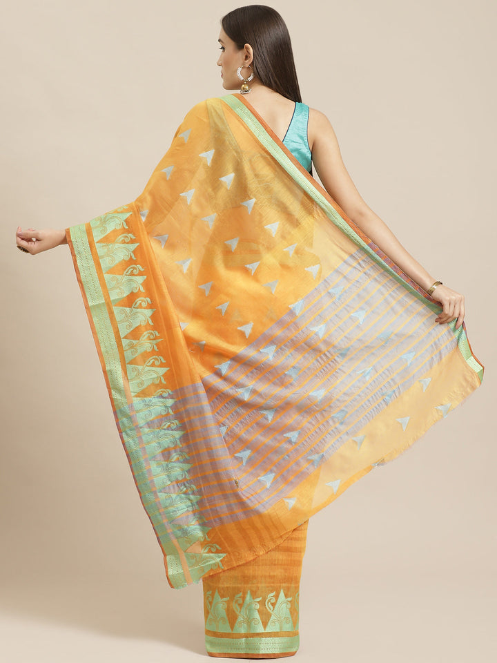Banarasi Chanderi Silk Kota Saree with intricate Resham Zari Weave in a Striped Pattern