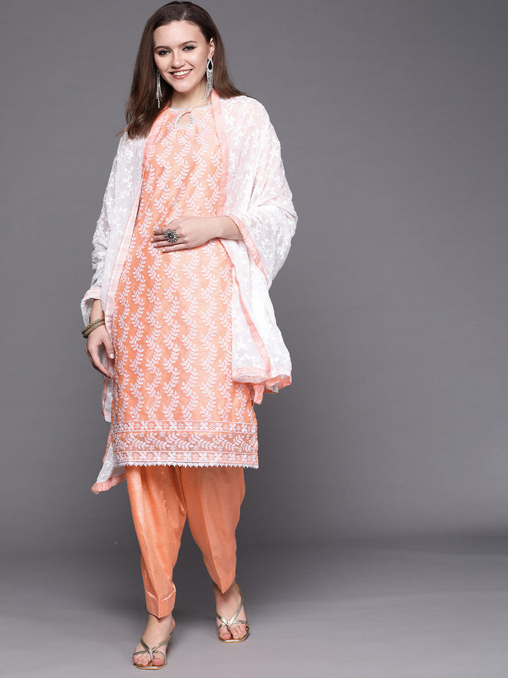 Chikankari Schiffli Sharara Suit with Chiffon Dupatta