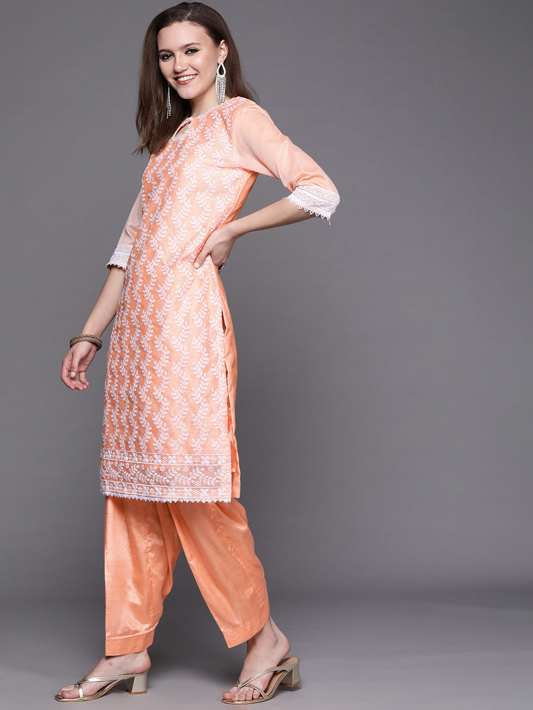 Chikankari Schiffli Sharara Suit with Chiffon Dupatta