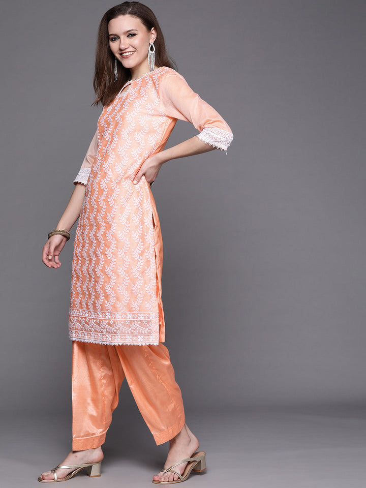 Chikankari Schiffli Sharara Suit with Chiffon Dupatta