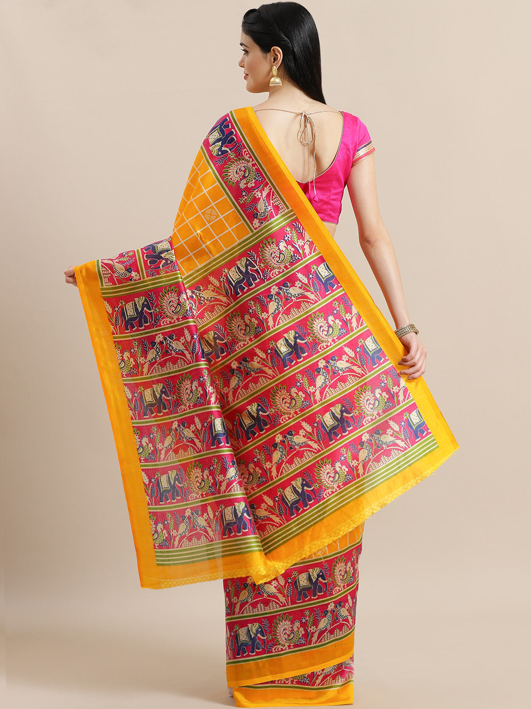 Bhagalpuri Silk Printed Saree with Animal Motifs