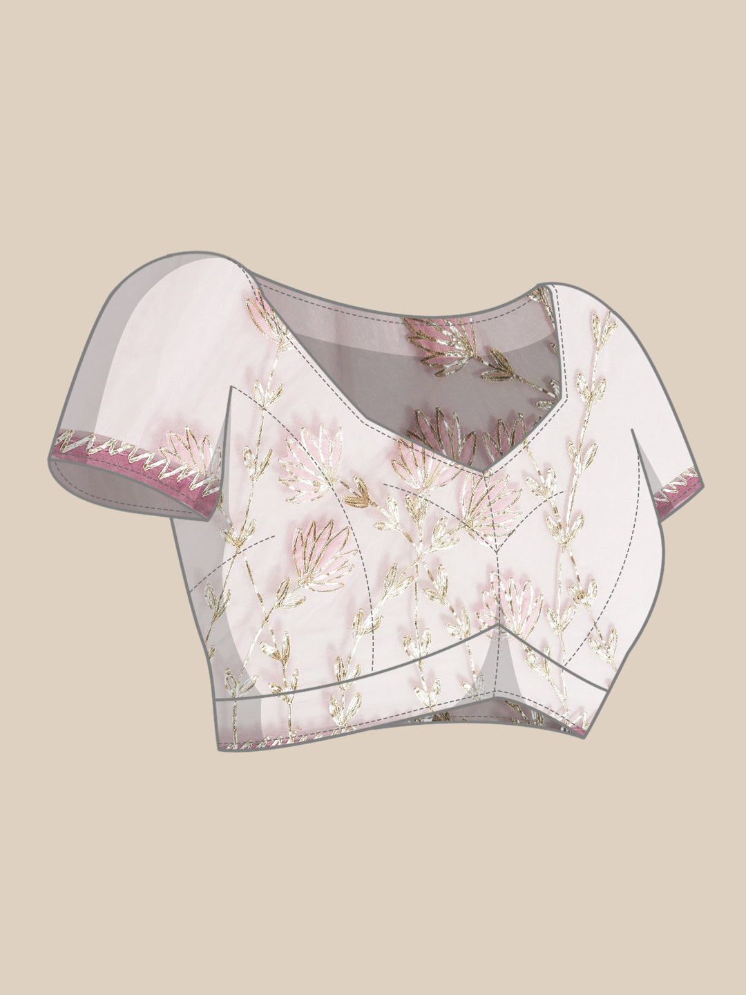 Wine Organza Jaipuri Saree with Resham Embroidery & Contrast Blouse