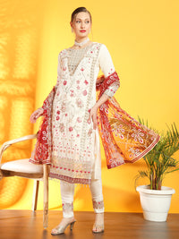 Chhabra 555 Pakistani Inspired Floral Embroidery Georgette Kurta Set With Contrast Scalloped Dupatta