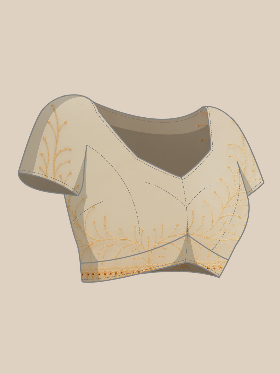 Net Embroidered Saree Embellished With Stone Work & Scalopped Border