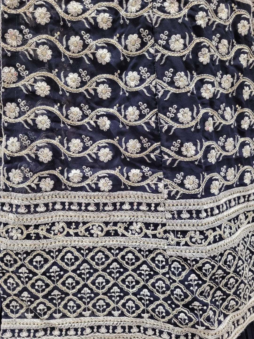 Resham Embroidered Kalidar Indo-Western Kurta Set with Accordian Pleat Skirt & Dupatta