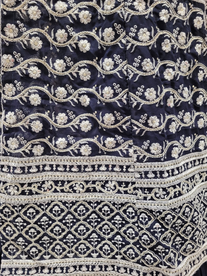 Resham Embroidered Kalidar Indo-Western Kurta Set with Accordian Pleat Skirt & Dupatta