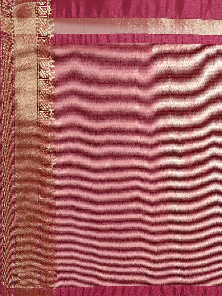 Handloom Mysore Silk Saree with Ethnic Gold Zari woven Paisley Border