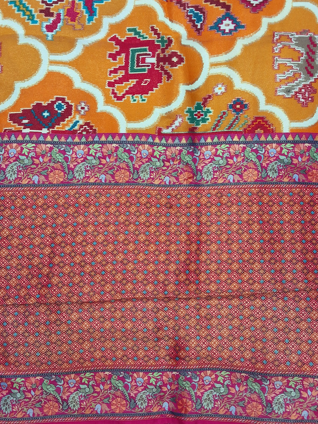 Patola Print Silk Saree with Blouse Piece