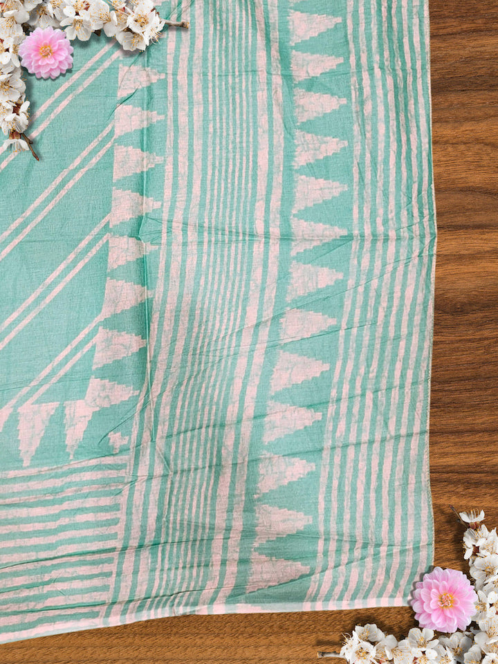 Summer Pastel Suit Dupatta with Tropical Pattern and Zari Resham Embroidered Neck line
