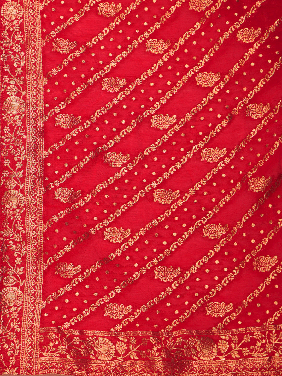 Aari and Resham Embroidered Kurta Set with Handloom Woven Leheriya Dupatta & Pants