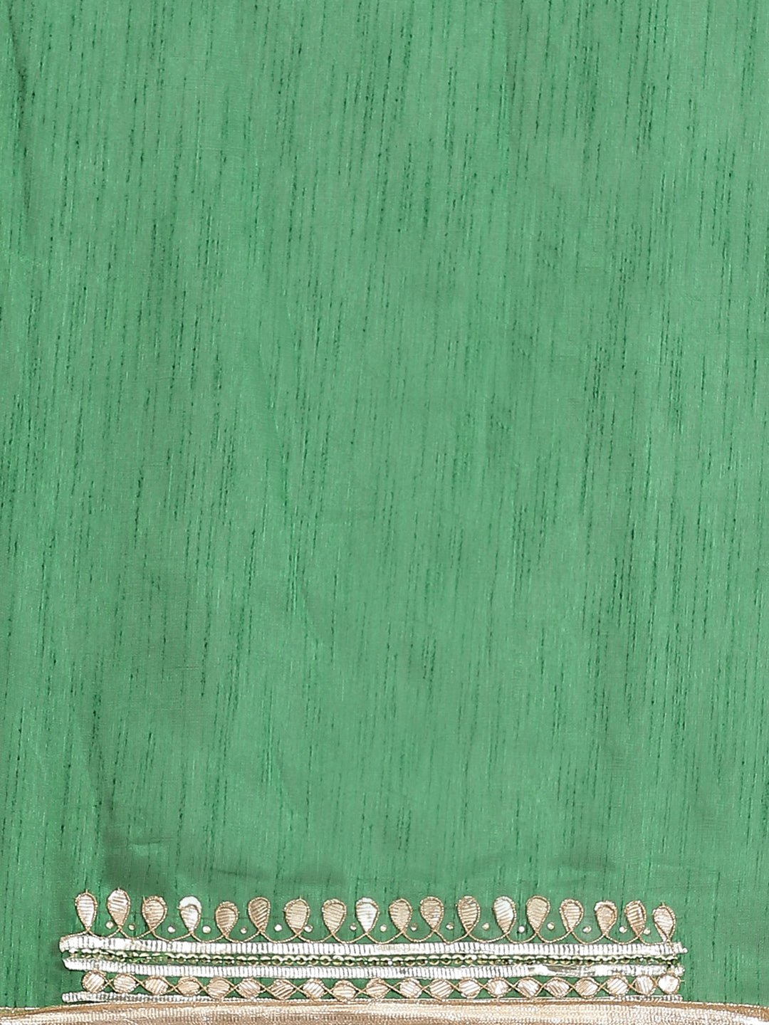Red Jaipuri Georgette Saree with Gota Patti Embroidery & Green Contrast Blouse