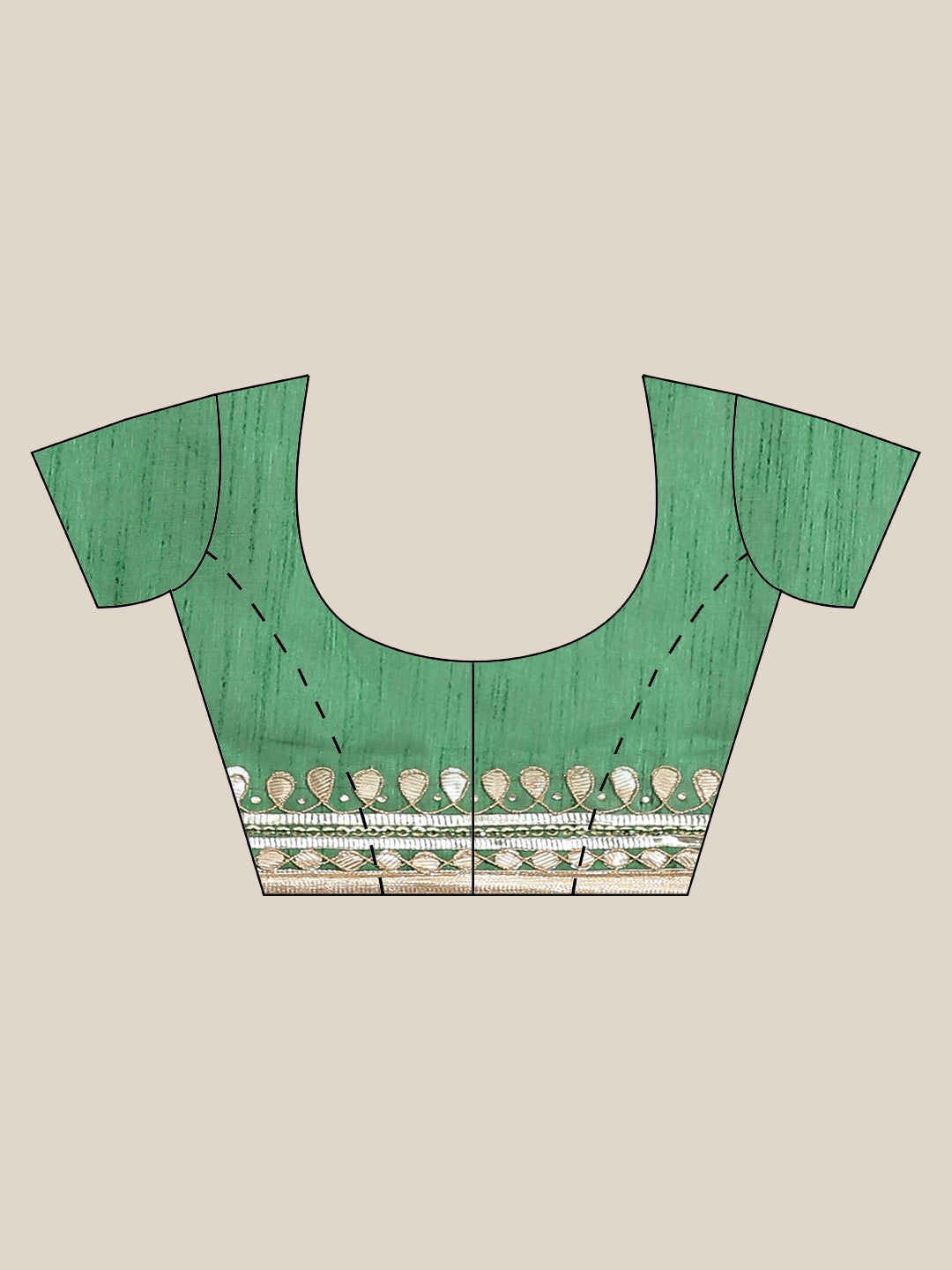Red Jaipuri Georgette Saree with Gota Patti Embroidery & Green Contrast Blouse