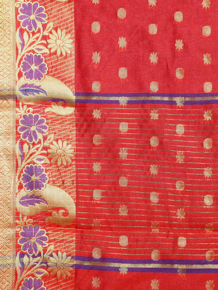 Banarasi Chanderi Silk Saree with Zari Meenakari Weaving