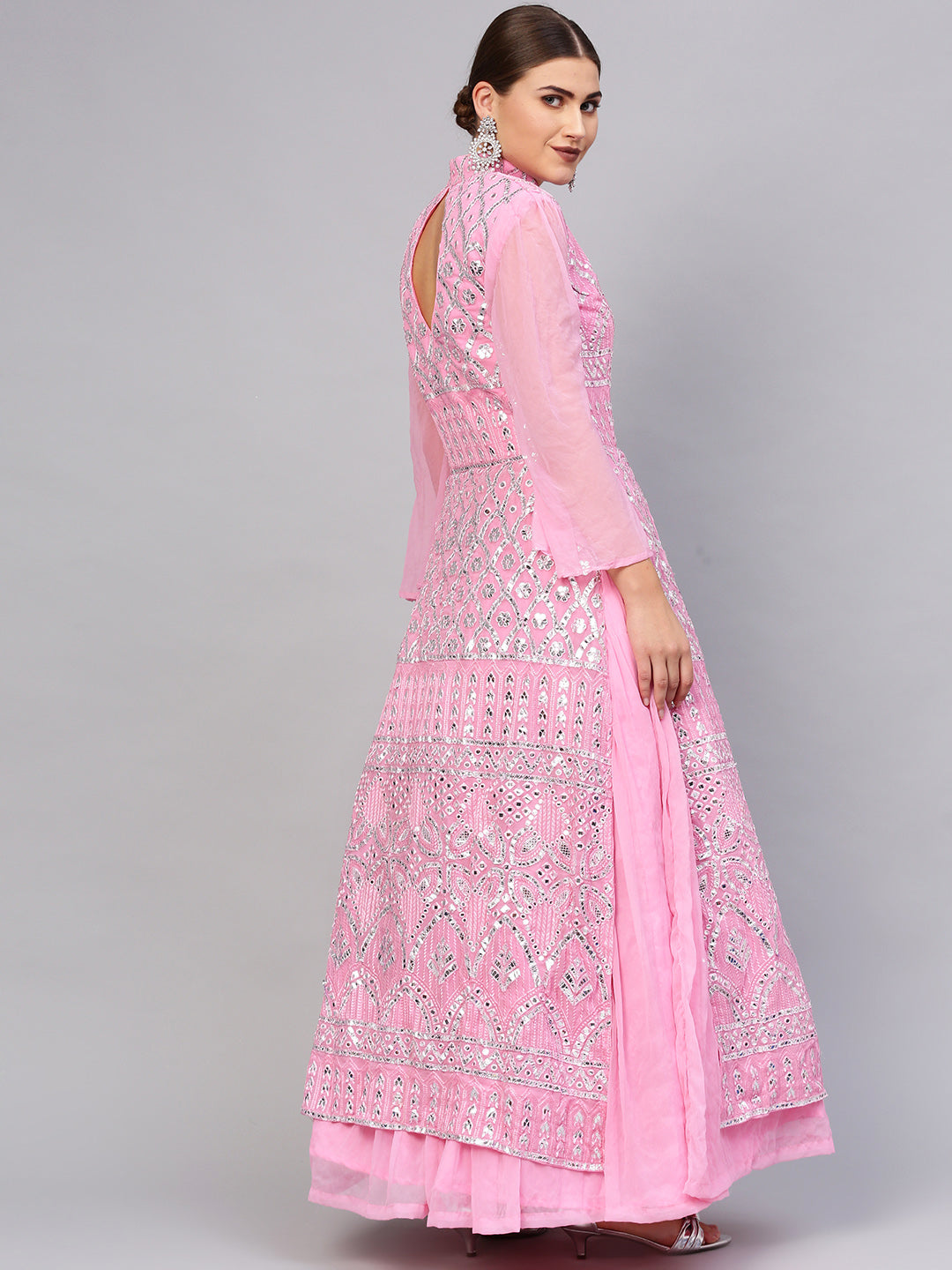 Layered Cocktail Gown with Gota embroidery