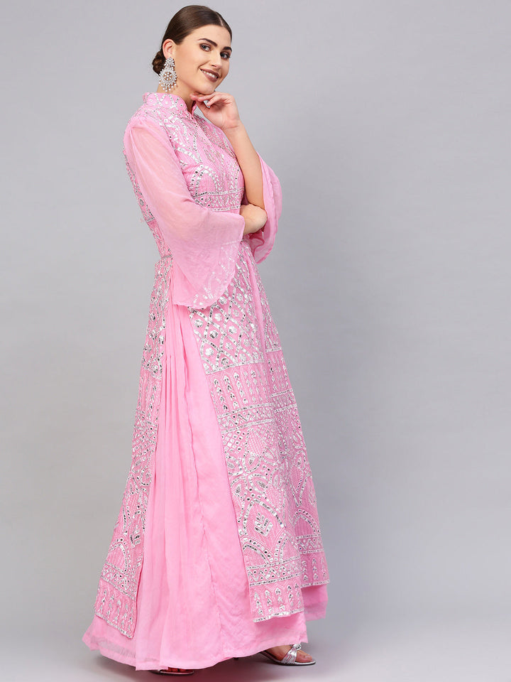Layered Cocktail Gown with Gota embroidery