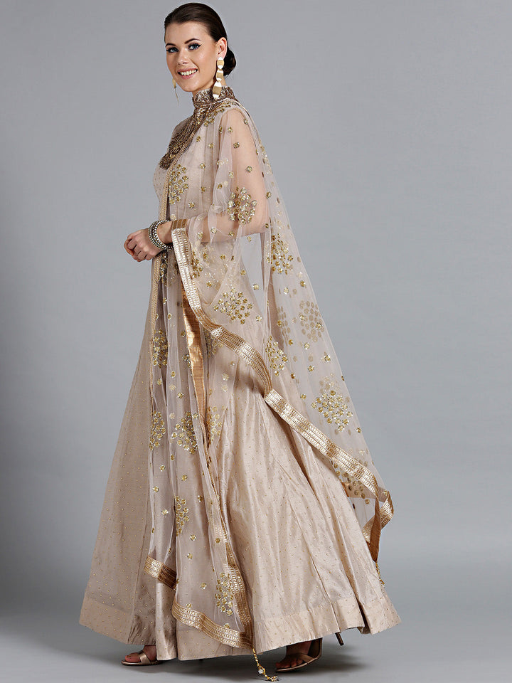 Anarkali Suit Kundan, Sequin Embroidered Dupatta