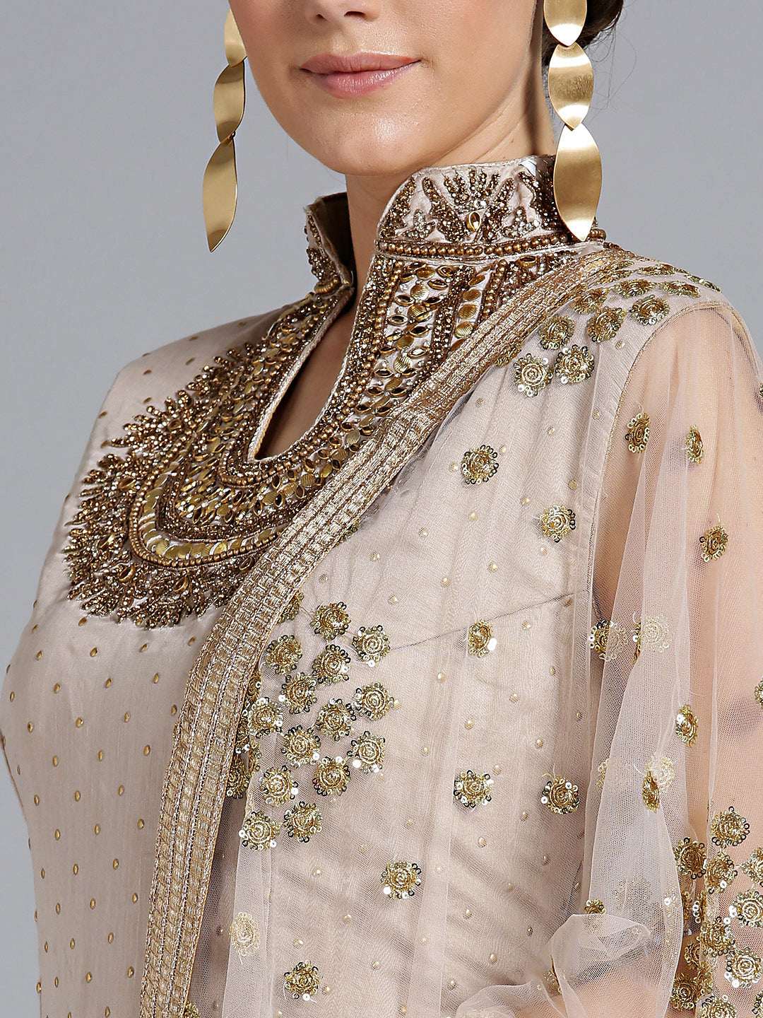 Anarkali Suit Kundan, Sequin Embroidered Dupatta
