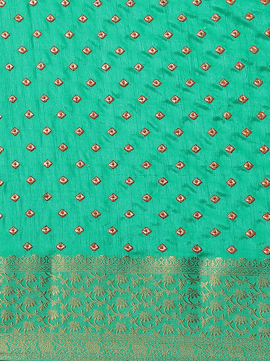 Handloom Raw Silk Saree with Zari Embroidery intricate Butas & Gold Zari Woven Border