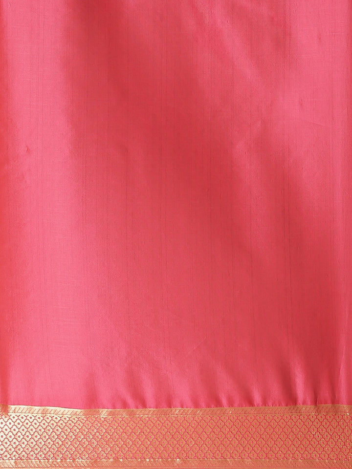 Banarasi Handloom Silk Saree with Gold Oxidised Zari Woven Paisleys in a rich jaal