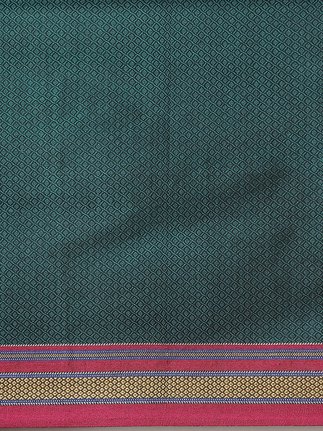 Teal Resham Woven Jamdani Saree Embellished with Contrast Border