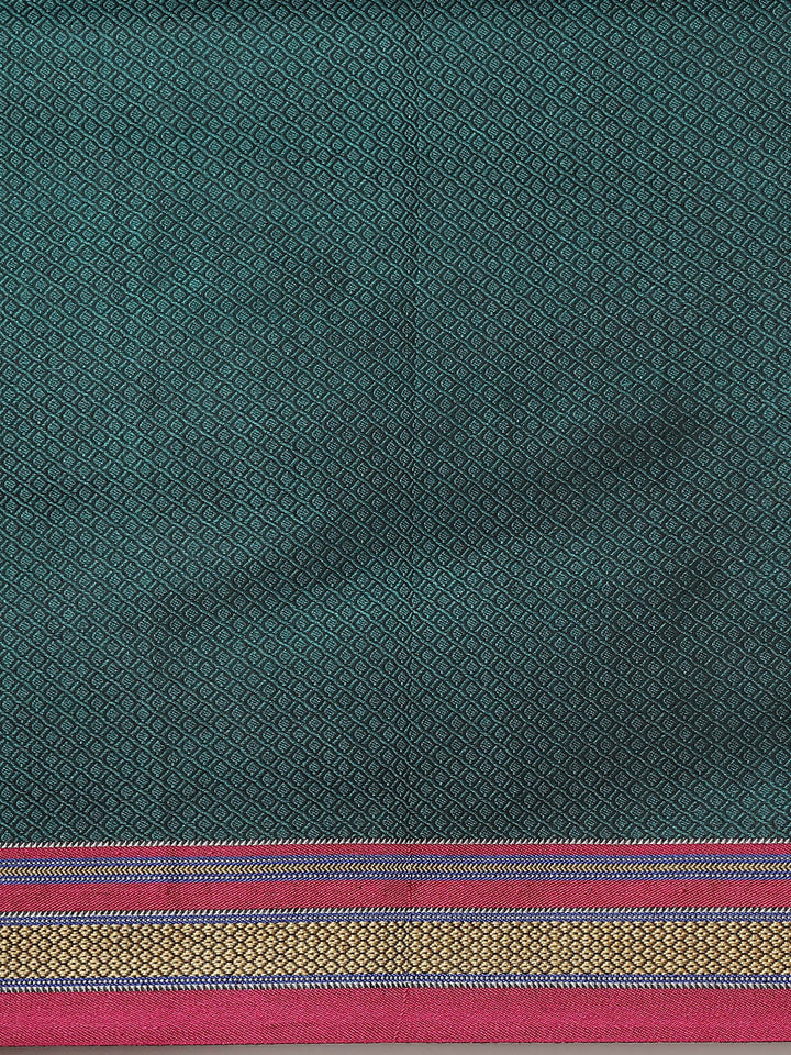 Teal Resham Woven Jamdani Saree Embellished with Contrast Border