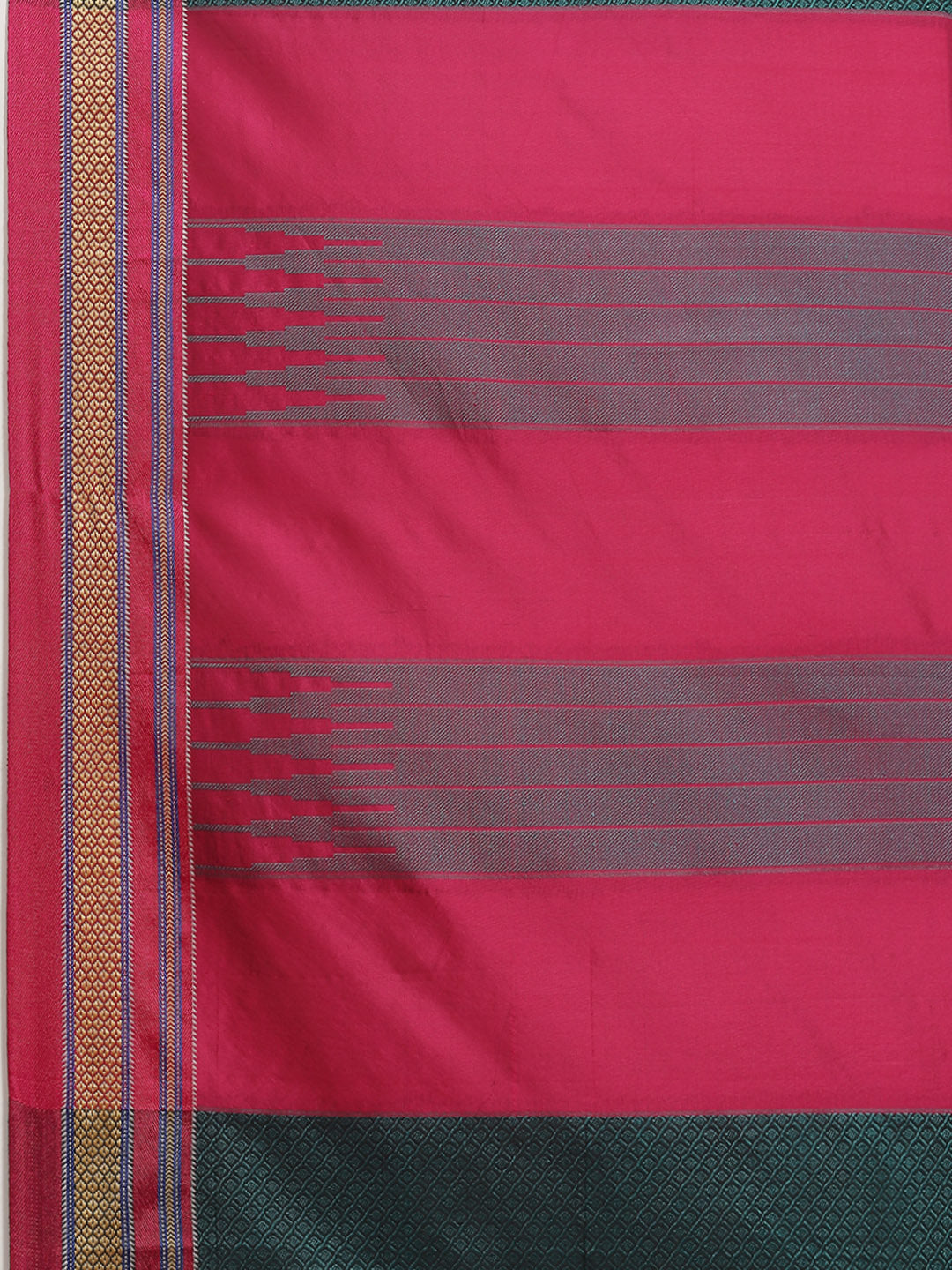 Teal Resham Woven Jamdani Saree Embellished with Contrast Border