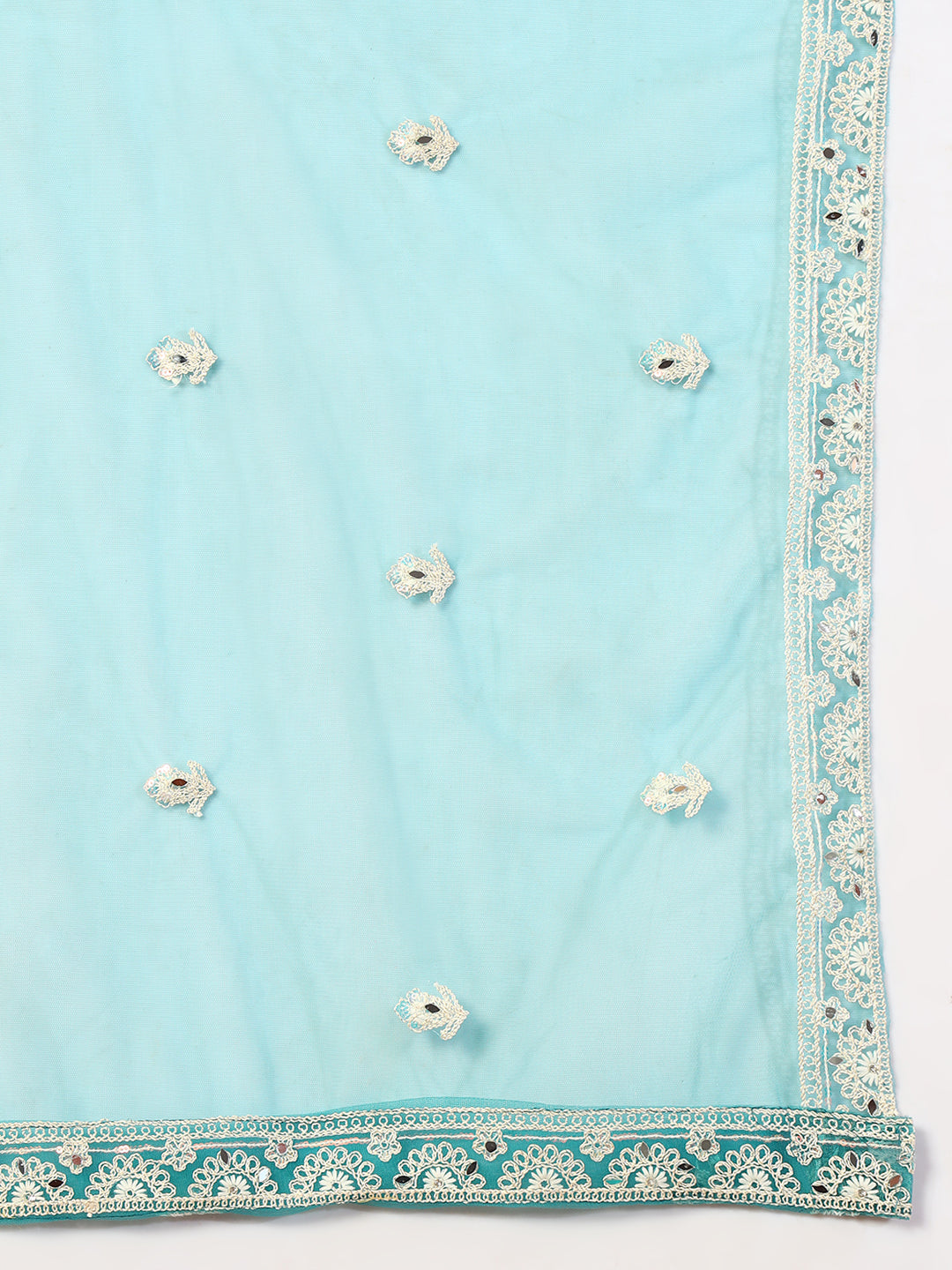 Festive Thread Embroidery & Mirror Work Tasseled Lehenga Set with Paisley Motifs
