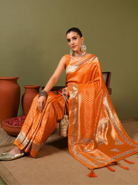 Chhabra 555 Banarasi Handloom saree with Lattice Weaving & Crystal Embellished Heart Motif Border