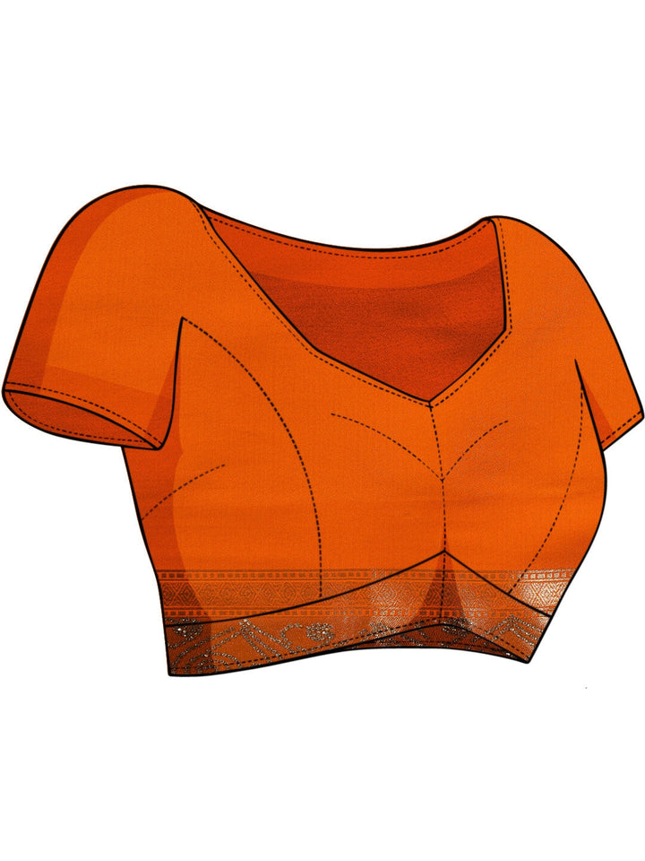 Banarasi Handloom saree with Lattice Weaving & Crystal Embellished Heart Motif Border