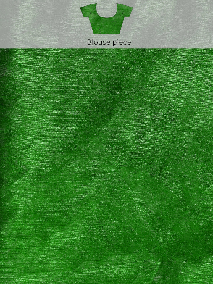 Green Tie & Dye Printed saree with Zari Border & Gota-Patti Embroidery