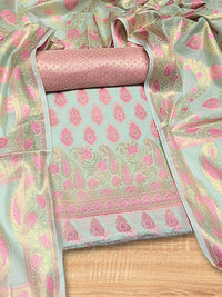 Chhabra 555 Meenakari Woven Handloom Chanderi Dress Material with Tasseled Dupatta & Brocade Salwar