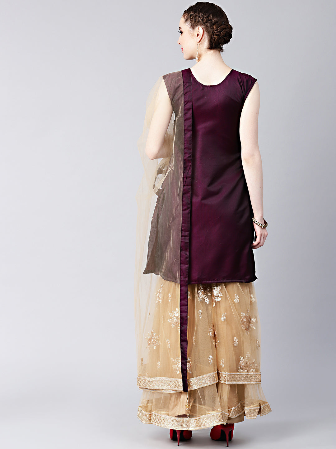 Embellished Kurta Sharara Set with Zari Embroidery