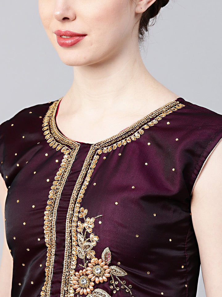 Embellished Kurta Sharara Set with Zari Embroidery