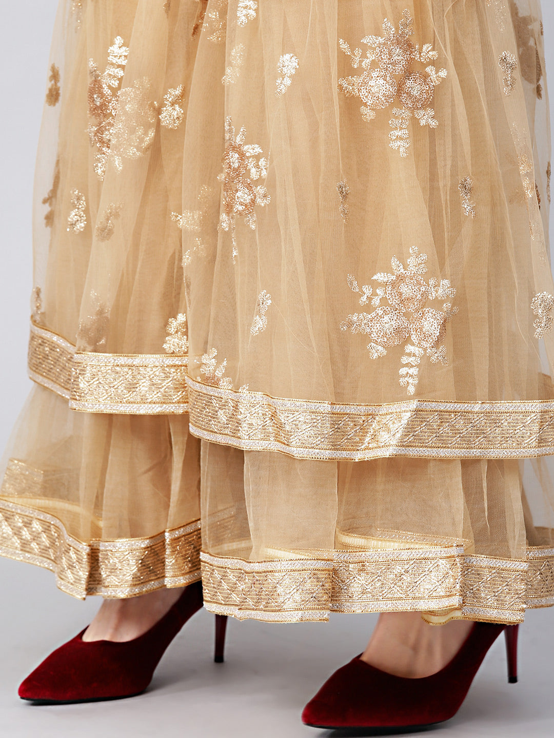 Embellished Kurta Sharara Set with Zari Embroidery