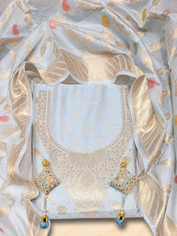 Chhabra 555 Banarasi Tissue Pastel Dress Material with Zari Weaving  & Jhallar Meenakari Dupatta