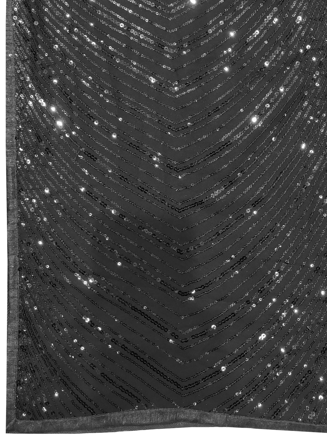 Black Sequin Embroidered Georgette Saree with Geometrical wavy pattern