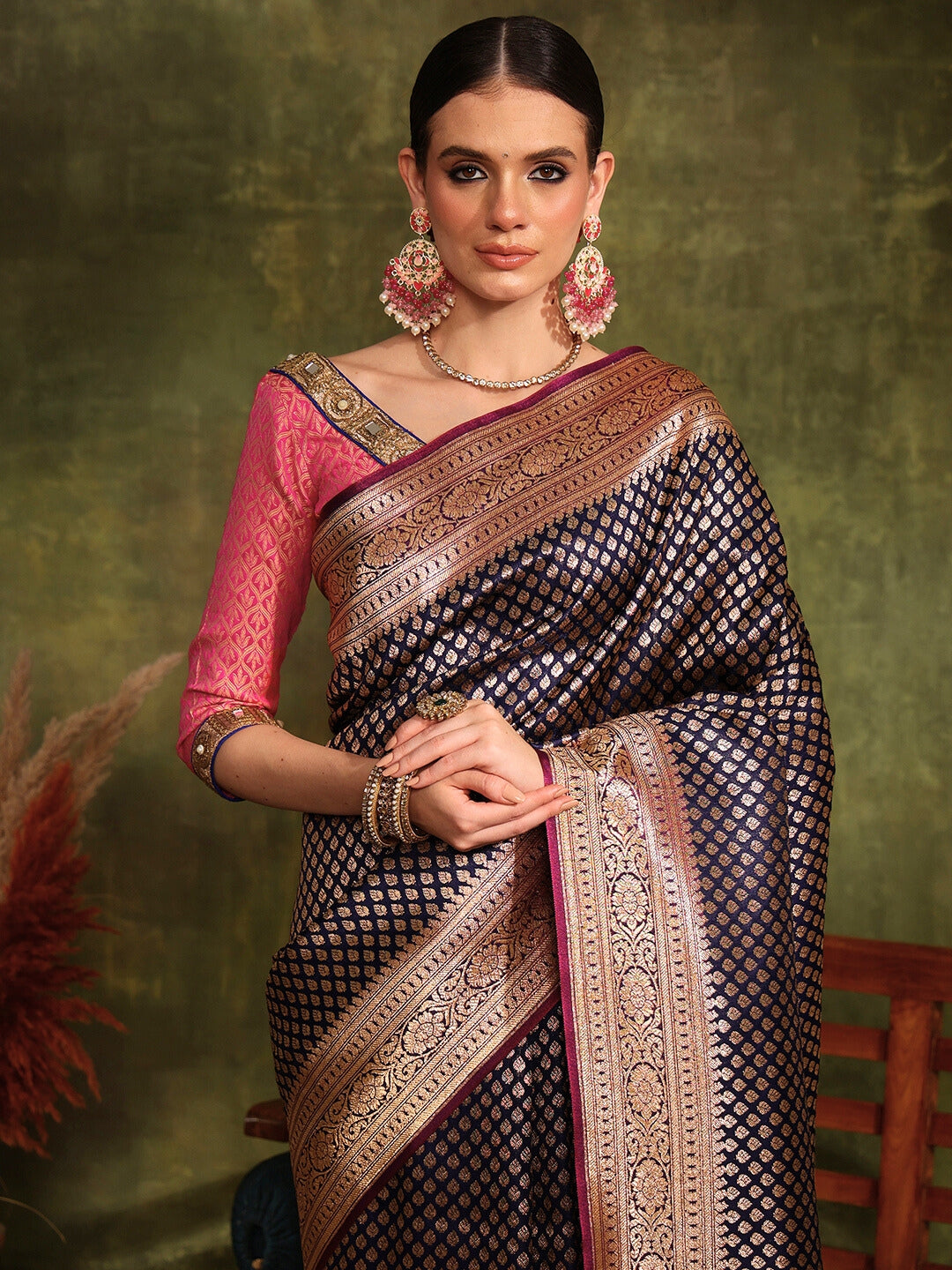 Traditional Handloom Banarasi saree with Intricate Zari Weaving
