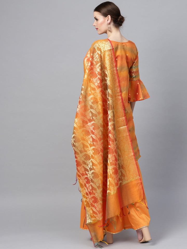 Banarasi Kurta Sharara Set with Handloom fringed dupatta