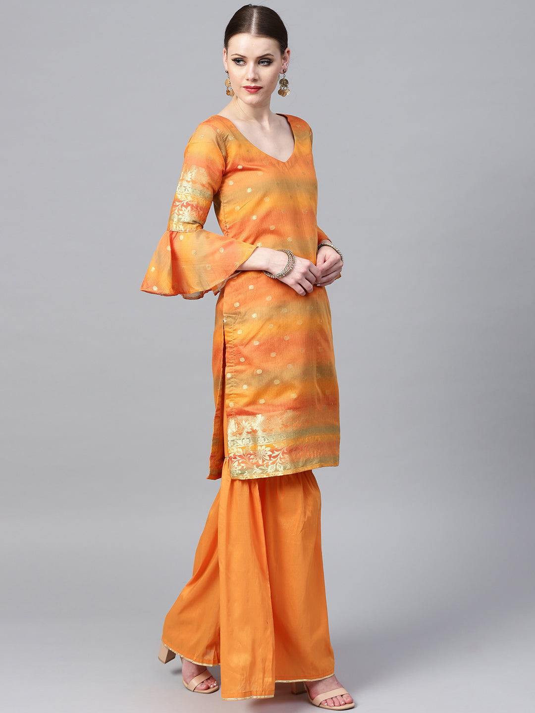 Banarasi Kurta Sharara Set with Handloom fringed dupatta