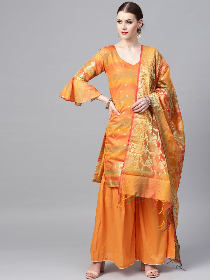 Banarasi Kurta Sharara Set with Handloom fringed dupatta