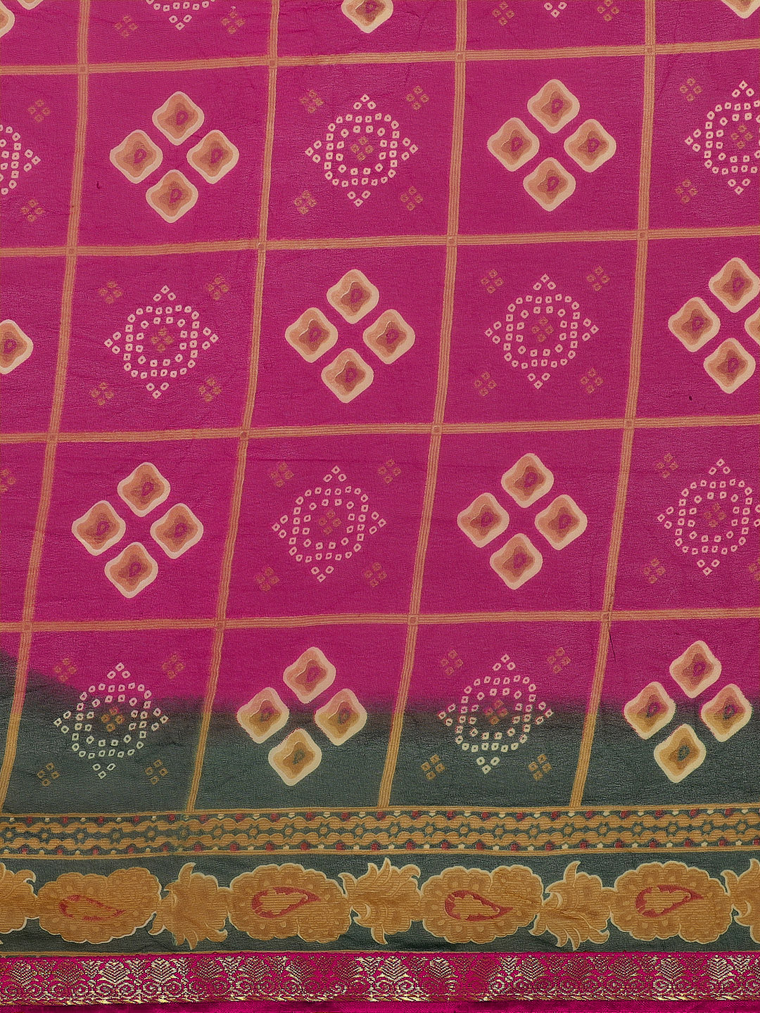 Gharchola Inspired Georgette saree with Ethnic Paisley Motifs & Banarasi Brocade Border