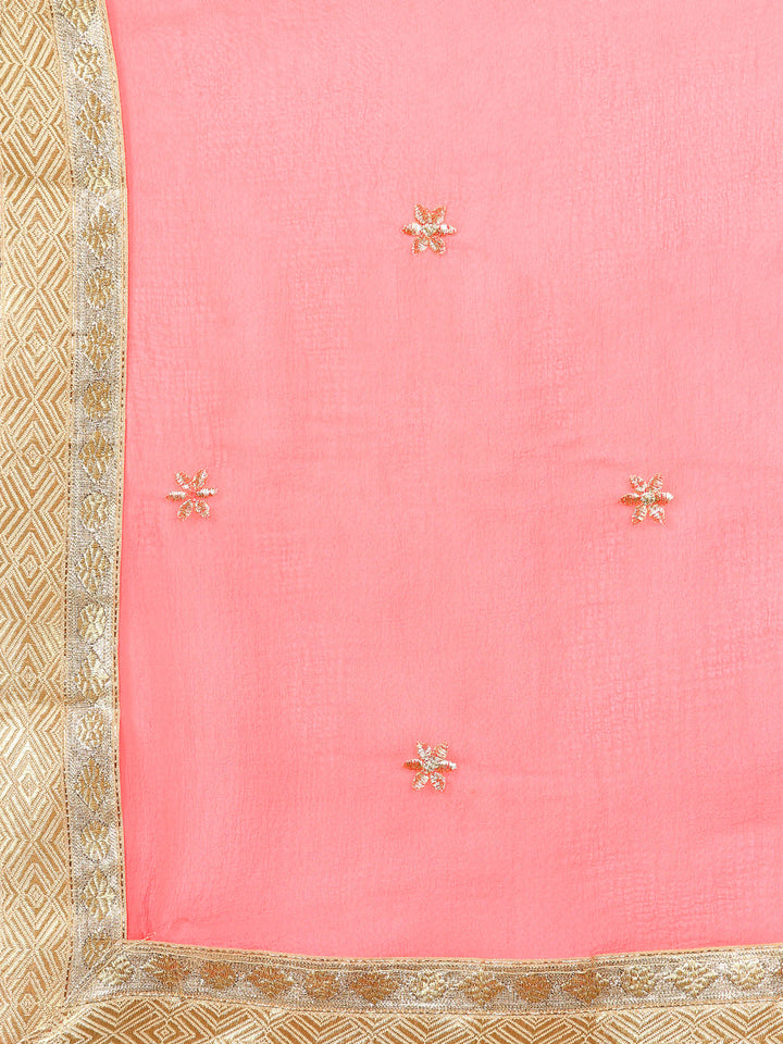 Resham & Zari Embroidered Georgette Saree with Floral Paisley Motifs